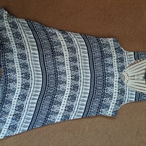 Blue and cream dress